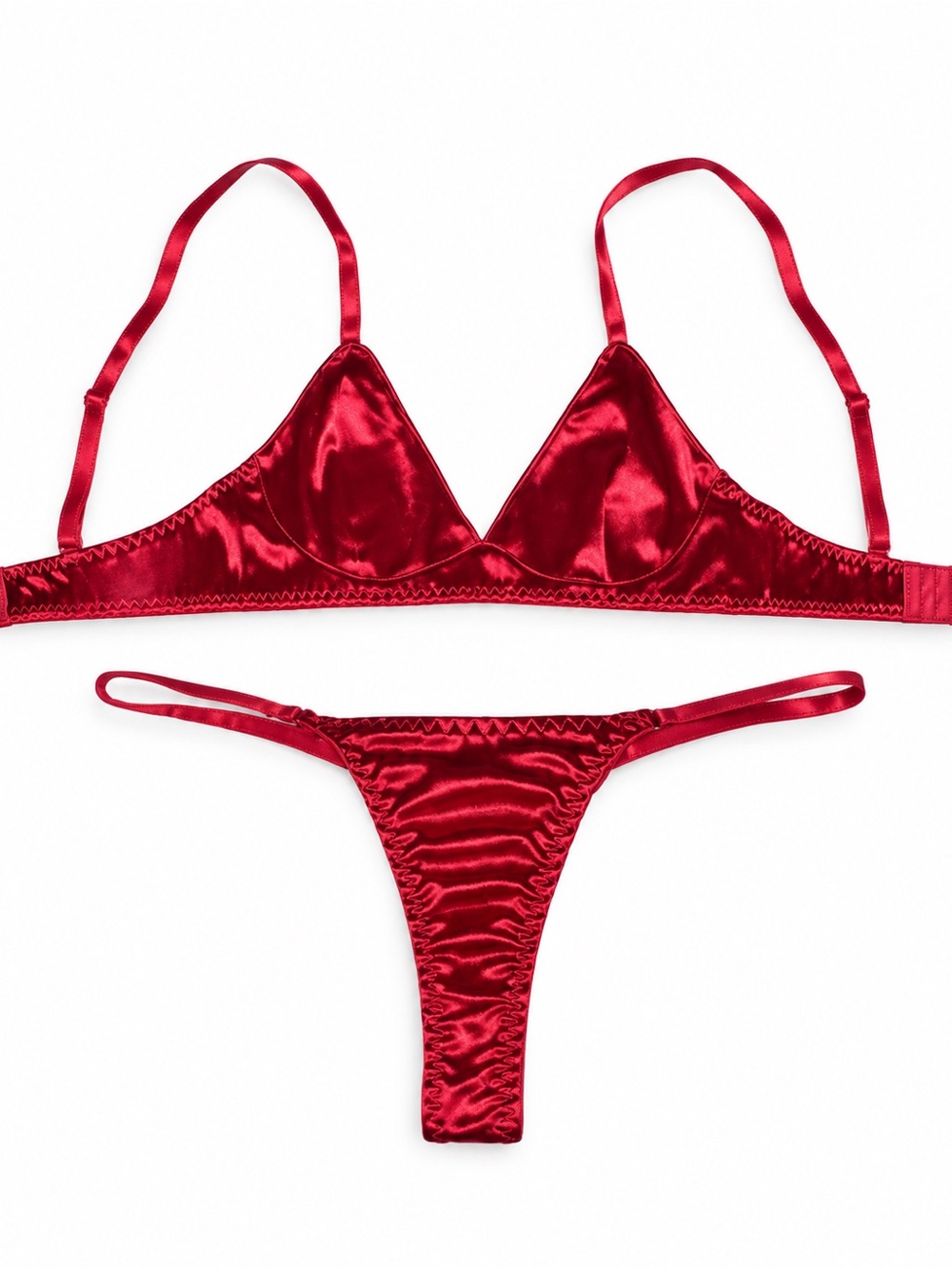 SHEIN Red Satin Triangle Bikini Set